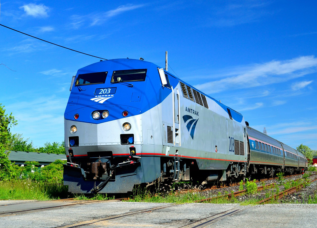 Amtrak train traveling in Florida